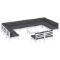 vidaXL Muebles de jardín 13 pzas y cojines blanco madera maciza pino vidaXL Muebles de jardín 13 pzas y cojines blanco madera maciza pino