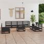 vidaXL Juego de muebles de jardín 9 piezas negro madera madera pino vidaXL Juego de muebles de jardín 9 piezas negro madera madera pino