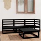 vidaXL Juego de muebles de jardín 4 piezas negro madera maciza de pino
