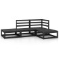 vidaXL Juego de muebles de jardín 4 piezas negro madera maciza de pino
