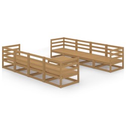 vidaXL Muebles de jardín 9 piezas marrón miel madera maciza de pino