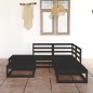 vidaXL Juego de muebles de jardín 6 piezas negro madera maciza de pino vidaXL Juego de muebles de jardín 6 piezas negro madera maciza de pino