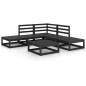 vidaXL Juego de muebles de jardín 6 piezas negro madera maciza de pino vidaXL Juego de muebles de jardín 6 piezas negro madera maciza de pino