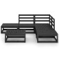vidaXL Juego de muebles de jardín 6 piezas negro madera maciza de pino vidaXL Juego de muebles de jardín 6 piezas negro madera maciza de pino