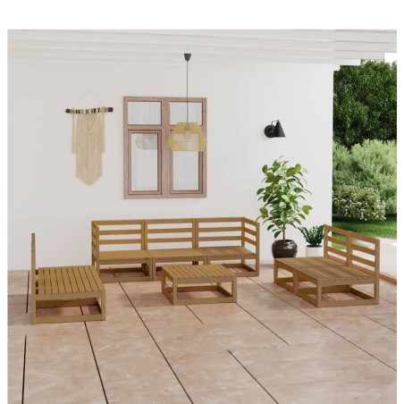 vidaXL Muebles de jardín 8 piezas marrón miel madera madera de pino