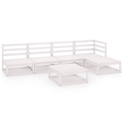 vidaXL Set de salón de jardín de 6 piezas blanco madera maciza de pino