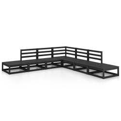 vidaXL Juego de muebles de jardín 7 piezas negro madera maciza de pino