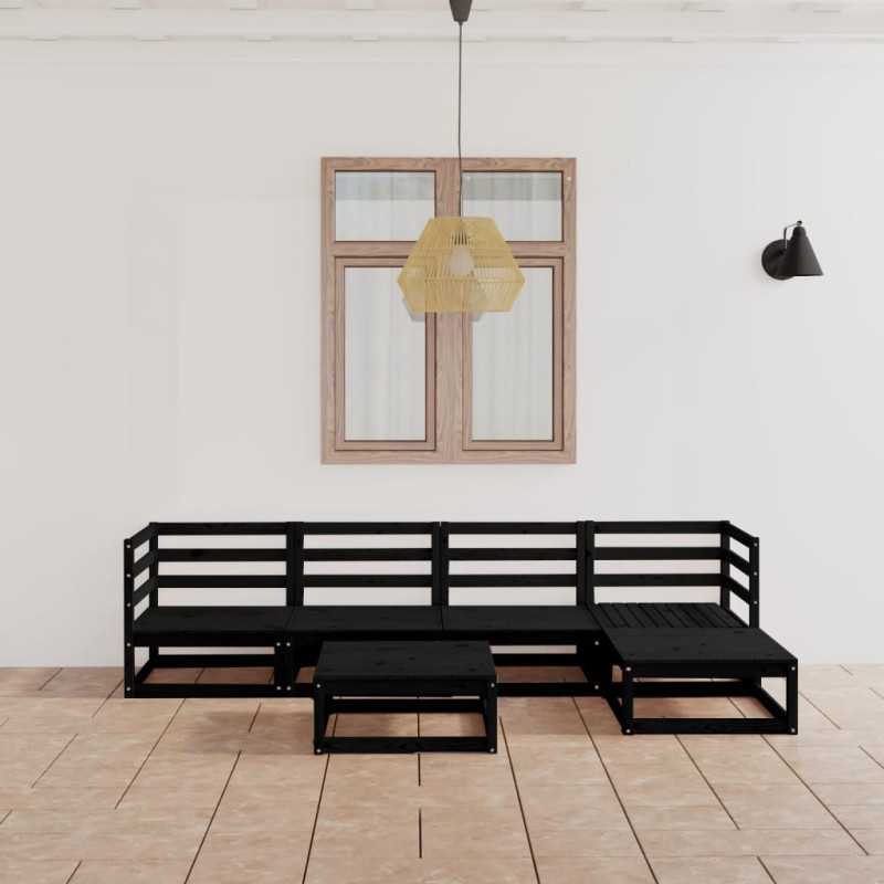 vidaXL Juego de muebles de jardín 9 piezas negro madera pino maciza vidaXL Juego de muebles de jardín 9 piezas negro madera pino maciza