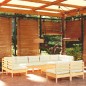 vidaXL Muebles de jardín 10 pzas y cojines madera maciza de pino crema