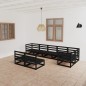 vidaXL Juego de muebles de jardín 8 piezas negro madera maciza pino vidaXL Juego de muebles de jardín 8 piezas negro madera maciza pino