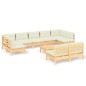 vidaXL Muebles de jardín 10 pzas y cojines madera maciza de pino crema