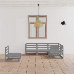 vidaXL Muebles de jardín 5 piezas gris madera de pino maciza 