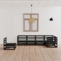 vidaXL Juego de muebles de jardín 6 piezas negro madera maciza de pino 