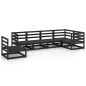 vidaXL Juego de muebles de jardín 6 piezas negro madera maciza de pino 