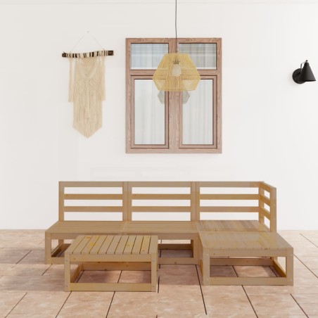 vidaXL Muebles de jardín 5 piezas marrón miel madera maciza de pino