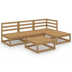 vidaXL Muebles de jardín 5 piezas marrón miel madera maciza de pino