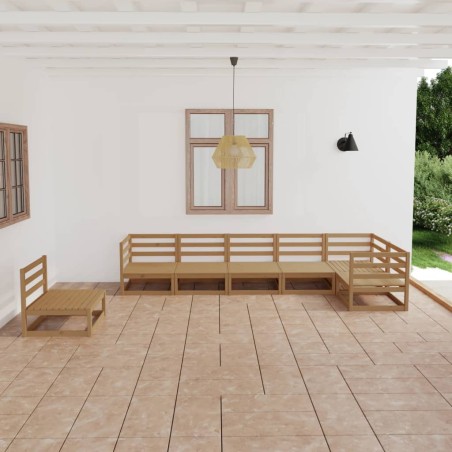 vidaXL Muebles de jardín 7 piezas marrón miel madera maciza de pino 