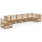 vidaXL Muebles de jardín 7 piezas marrón miel madera maciza de pino vidaXL Muebles de jardín 7 piezas marrón miel madera maciza de pino