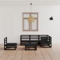 vidaXL Juego de muebles de jardín 6 piezas negro madera maciza de pino 