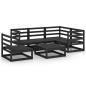 vidaXL Juego de muebles de jardín 6 piezas negro madera maciza de pino 