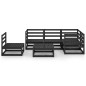 vidaXL Juego de muebles de jardín 6 piezas negro madera maciza de pino 