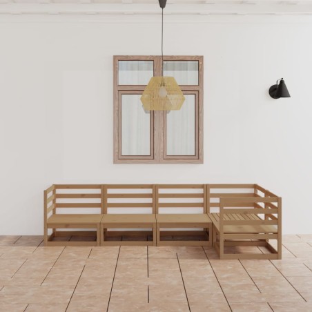 vidaXL Muebles de jardín 5 piezas marrón miel madera maciza de pino 