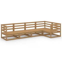 vidaXL Muebles de jardín 5 piezas marrón miel madera maciza de pino 