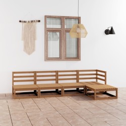 vidaXL Muebles de jardín 7 piezas marrón miel madera maciza de pino