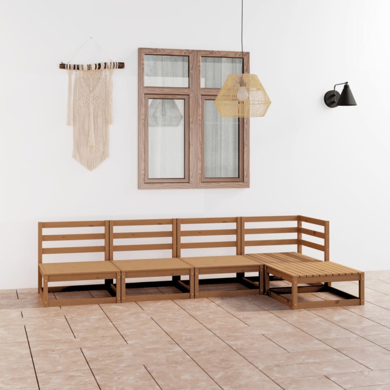 vidaXL Muebles de jardín 7 piezas marrón miel madera maciza de pino vidaXL Muebles de jardín 7 piezas marrón miel madera maciza de pino