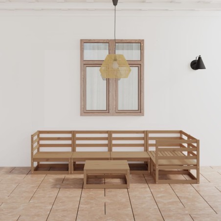 vidaXL Muebles de jardín 6 piezas marrón miel madera maciza de pino