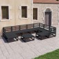 vidaXL Juego de muebles de jardín 10 pzas y cojines negro madera pino vidaXL Juego de muebles de jardín 10 pzas y cojines negro madera pino