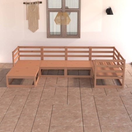 vidaXL Muebles de jardín 6 piezas marrón miel madera maciza de pino