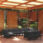 vidaXL Muebles de jardín 9 pzas y cojines negro madera maciza de pino vidaXL Muebles de jardín 9 pzas y cojines negro madera maciza de pino