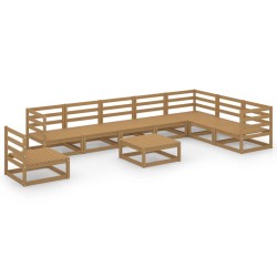 vidaXL Muebles de jardín 9 piezas marrón miel madera maciza de pino