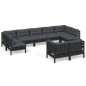 vidaXL Muebles de jardín 9 pzas y cojines negro madera maciza de pino vidaXL Muebles de jardín 9 pzas y cojines negro madera maciza de pino