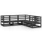 vidaXL Juego de muebles de jardín 5 piezas negro madera maciza de pino