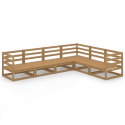 vidaXL Muebles de jardín 6 pzas y cojines marrón miel madera pino