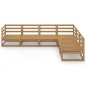 vidaXL Muebles de jardín 6 pzas y cojines marrón miel madera pino vidaXL Muebles de jardín 6 pzas y cojines marrón miel madera pino