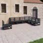 vidaXL Juego de muebles de jardín 7 pzas y cojines negro madera pino vidaXL Juego de muebles de jardín 7 pzas y cojines negro madera pino