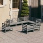 vidaXL Muebles de jardín 9 piezas gris madera de pino maciza vidaXL Muebles de jardín 9 piezas gris madera de pino maciza