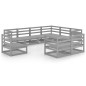 vidaXL Muebles de jardín 9 piezas gris madera de pino maciza vidaXL Muebles de jardín 9 piezas gris madera de pino maciza