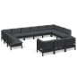 vidaXL Muebles de jardín 13 pzas con cojines negro madera de pino vidaXL Muebles de jardín 13 pzas con cojines negro madera de pino