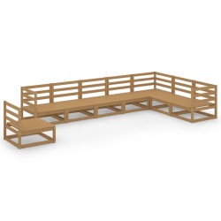 vidaXL Muebles de jardín 8 piezas marrón miel madera maciza de pino