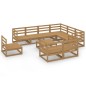 vidaXL Muebles de jardín 10 piezas marrón miel madera maciza de pino