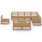 vidaXL Muebles de jardín 10 piezas marrón miel madera maciza de pino