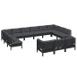 vidaXL Muebles de jardín 13 pzas con cojines negro madera de pino vidaXL Muebles de jardín 13 pzas con cojines negro madera de pino