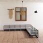 vidaXL Juego de muebles de jardín 9 pzas y cojines gris madera pino vidaXL Juego de muebles de jardín 9 pzas y cojines gris madera pino