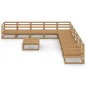 vidaXL Muebles de jardín 10 pzas y cojines marrón miel madera pino