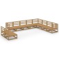 vidaXL Muebles de jardín 10 pzas y cojines marrón miel madera pino vidaXL Muebles de jardín 10 pzas y cojines marrón miel madera pino