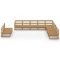 vidaXL Muebles de jardín 10 pzas y cojines marrón miel madera pino vidaXL Muebles de jardín 10 pzas y cojines marrón miel madera pino